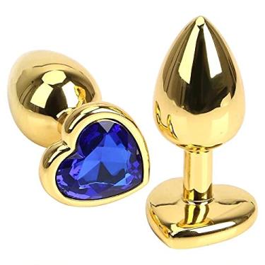 Imagem de Plug Anal Em Aço Dourado Polido Com Joia Em Forma De Coração Tamanho G 9,5 X 3,8 CM REF:MPA1309-G