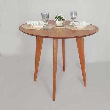 Imagem de Mesa de Jantar 90cm Redonda Tampo Laminado em Madeira Slim Casa Uai Madeira