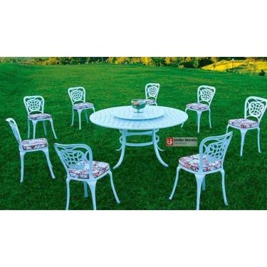 Imagem de Conjunto de Mesa Para Jardim Firenze Com Mesa 1,50 m e 8 Cadeiras em Alumínio Fundido