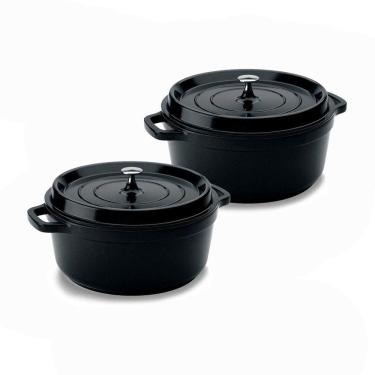 Imagem de Kit Conjunto Caçarola Hercules Revestimento Ceramico Indução Preto 4,3L + 4,3L