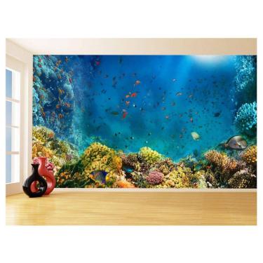 Imagem de Papel De Parede 3D Fundo Do Mar Peixes Oceano 3,5M Fm113