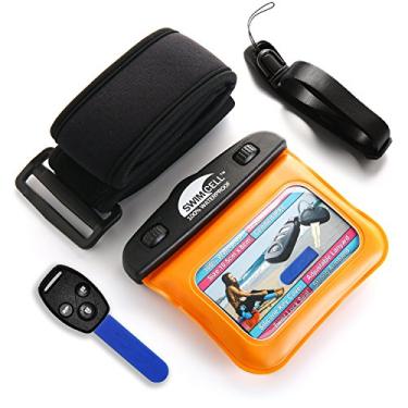 Imagem de Bolsa de chave à prova d'água para natação - Suporte para dinheiro, capa para carro MP3. Braçadeira ajustável e cordão de pescoço, capa de chave de silicone - para pulso ou tornozelo. IPX8. Para