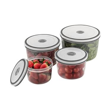 Imagem de Electrolux - Kit Potes de Plástico Hermético, Redondo, Transparente/Branco, 4 unidades