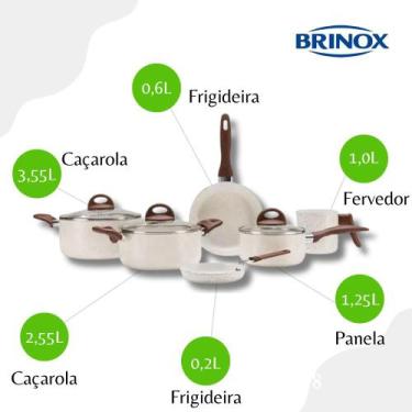 Imagem de Jogo De Panelas 8 Peças Antiaderente Ceramic Life Smart Plus Brinox 47