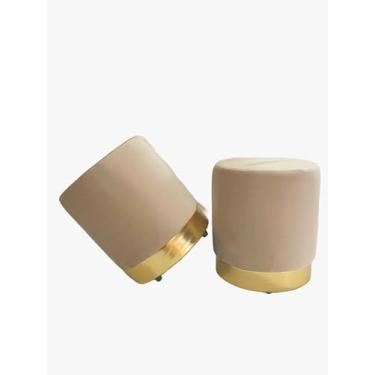 Imagem de Puff Bege Com Base Dourada