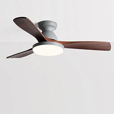 Imagem de Ventilador de teto mudo criativo luz de madeira grandes lâminas de ventilador 3 engrenagens luz do ventilador de velocidade do vento sala de jantar sala de estar quarto lounge ventilador de