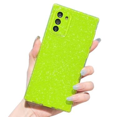 Imagem de MINSCOSE Capa compatível com Samsung Galaxy Note 10, linda capa brilhante com glitter fino à prova de choque TPU brilhante para mulheres e meninas para Galaxy Note 10 6,4 polegadas - verde neon