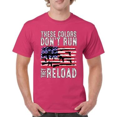 Imagem de Camiseta masculina These Colors Don't Run They Reload 2nd Amendment 2A Second Right American Flag Don't Tread on Me, Rosa choque, 3G