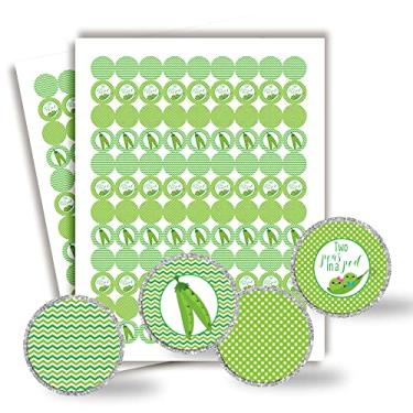 Imagem de Etiquetas adesivas Two Peas In A Pod Boy and Girl Twins Shower Party Kiss (Duas ervilhas em uma cápsula), adesivo circular de 300 festas, tamanho 1,9 cm para beijos de gotas de chocolate da AmandaCreation, ótimo para lembrancinhas de festa, selos de envelope e sacos de brindes