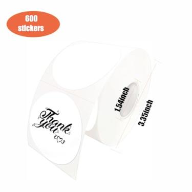 Imagem de Etiquetas adesivas térmicas, círculo autoadesivo térmico direto de 5 cm, rolo multiuso para design de logotipo DIY, código QR, etiqueta de nome - 600 etiquetas, 1 rolo (verde) (branco)