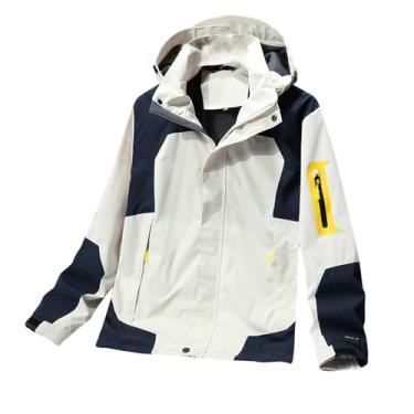 Imagem de Jaqueta masculina leve, corta-vento, cor combinando com chuva, jaqueta Rip Stop com zíper, Branco, 4G