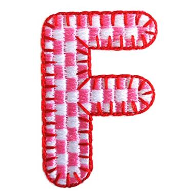 Imagem de 5 Pçs Patches de letras de chenille adesivos de ferro em remendos de letras universitárias com glitter, remendos bordados costurados para roupas chapéu camisa bolsa (Muticolor, F)
