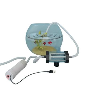 Imagem de Nmifoan Limpador elétrico de cascalho para aquário, bomba USB, trocador de água rápido de baixo nível de água, aspirador de pó com sifão de aquário com 5 m (16,5 pés) e filtro para aquário de peixes e