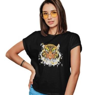 Imagem de Camiseta T-Shirt Baby Look Feminina Algodão Estampada Tigre-Feminino