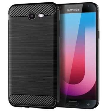 Imagem de Sidande Capa para Galaxy J7 2017/Galaxy J7V/Galaxy Halo/J7 Perx/J7 Sky Pro, capa ultrafina com absorção de choque de fibra de carbono TPU capa protetora para Samsung Galaxy J7 2017 preta