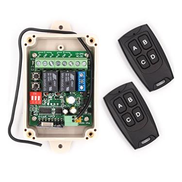 Imagem de Solidremote 12V - 24 V Sensível RF Controle Remoto Relé Interruptor Universal 2 Canais 433 MHz Receptor com 2 Transmissores de ID FCC para abridores de porta de garagem, Carros, Luzes LED e mais (KIT-1)