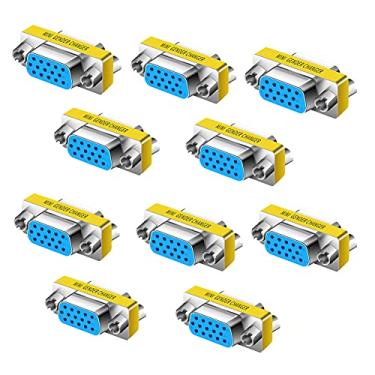 Imagem de LNHCAW Conector vga para vga 15 vga, adaptador de modem nulo macho para macho, macho para fêmea, extensor de adaptador vga fêmea para fêmea, adaptador duplo VGA para 2 monitores (10, fêmea para fêmea)