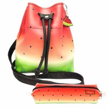 Imagem de Kit Infantil Bolsa Saco e estojo, Melancia - Magicc Bolsas KI-016
