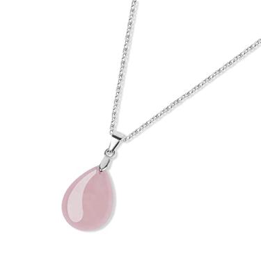 Imagem de GAVU Colar feminino de gota, colar com pingente de cristal para mulheres, Pedra, Pedra de quartzo rosa