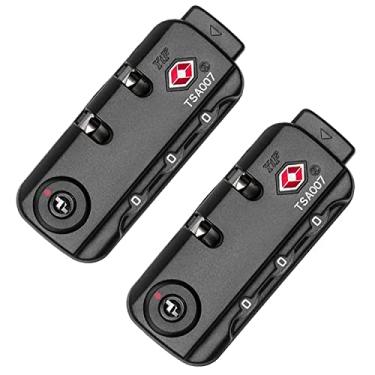 Imagem de Cadeado TSA007 Cadeado Bagagem Cadeado de Viagem e 3 Dígitos Auto-Definição Uma Variedade de Combinações Diferentes Bolsa de Bagagem Cadeado Código de Segurança de Viagem, Preto, Pacote com 2