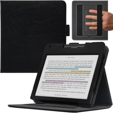 Imagem de GOVTVA Capa de suporte duplo para Kobo Libra de 17 cm, capa com hibernar/despertar automático/alça dupla de mão/fecho magnético para e-reader Kobo Libra (preto cavalheiro)
