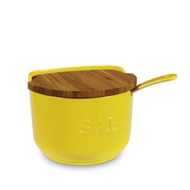 Imagem de Saleiro De Cerâmica 500gr C/Tampa E Colher Amarelo Ceraflame Gourmet