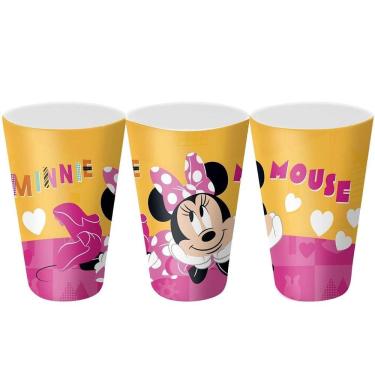 Imagem de Kit 3 Copos Festa Infantil Melamina Rosa Minnie Disney 300ml - Tuut