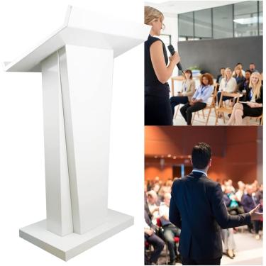 Imagem de Suporte para púlpito de apresentação de pódio Suporte de pódio móvel, profissional com armário de armazenamento, bancada de leitura ampla, púlpito portátil para palestras em sala de aula de