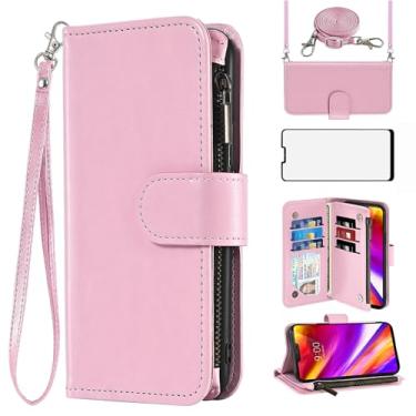 Imagem de Asuwish Capa de celular para LG G7 ThinQ carteira com protetor de tela, alça transversal com zíper, suporte para cartão LGG7 One G 7 Plus LG7 Fit LG7ThinQ 7G Thin Q G7+ G7thinq LGG7thinq Mulheres
