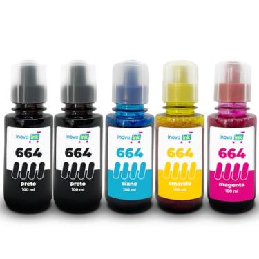 Imagem de 5x Refil Tinta Inova Ink 664 Para L455 L495 L396 L575 L1300 L110 L200 L475 T664