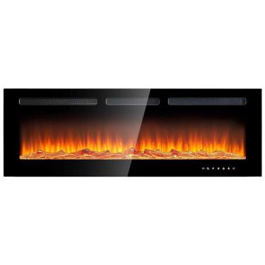 Imagem de Lareira Elétrica de Embutir A43x127L cm com Temporizador, Controle Remoto e Chama Ajustável de 12 Cores, 110V 1500W, Oneinmil, Preta	 