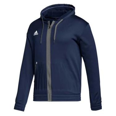 Imagem de adidas Moletom masculino Team Issue com capuz e zíper azul marinho | Cinza P