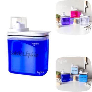 Imagem de Pote Hermético 1,5L Porta Sabão Em Pó Líquido Copo Medidor Lavanderia Mantimentos (Sabão Líquido)