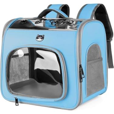 Imagem de Mochila De Transporte Pet Passeio Viagem Cores Bolsa Visão Panorâmica Astronauta Cães Gatos (Azul)
