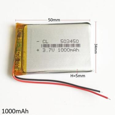 Imagem de (2pecas) 503450 2 Fios C/ 1000mah 3,7v 5mm X 34mm X 50mm - bgb