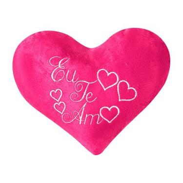 Imagem de Coração de pelúcia pink 28x22 cm bordado com zíper eu te amo - VITOR B