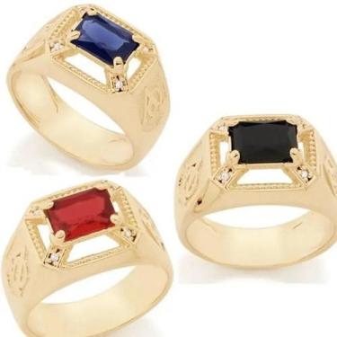 Imagem de Anel banhado ouro 3x 24k 18k e 22k masculino formatura rommanel 18k co