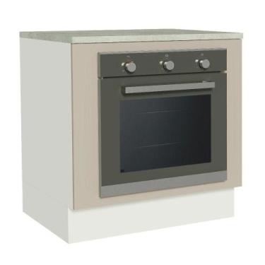 Imagem de Balcão para Forno de Embutir 80 x 60 cm Com Tampo Madesa, Branco/Crema