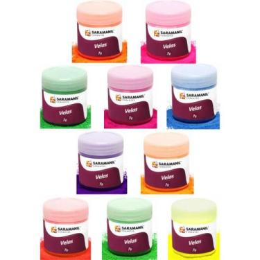 Imagem de Kit 10 Corantes de Vela Cores Fluorescentes 7g Saramanil Pó Tingimento