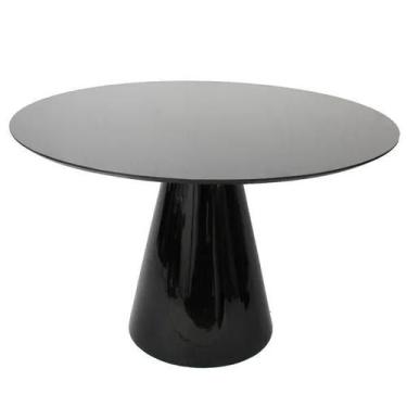 Imagem de Mesa de Jantar Cone Redonda 70 cm Laqueada - Linn Shop, Preto