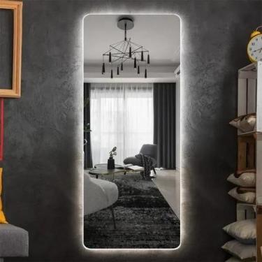 Imagem de Espelho Orgânico Decorativo Lapidado com LED 170x70 cm E14 para Sala, 