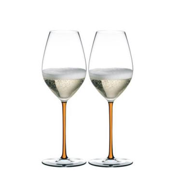 Imagem de Kit 2 Taças de Champagne Fatto a Mano Haste Colorida Riedel, Laranja