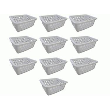Imagem de Kit 10 Cestos Multiuso Pequeno Branco 12x6x16cm PP Uninjet