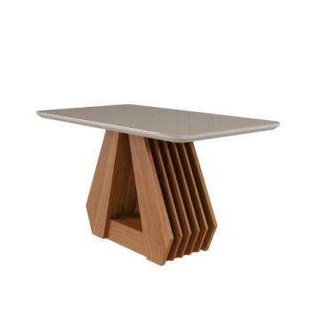 Imagem de Mesa De Jantar Retangular 130X80Cm Tampo Mdf/Vidro Agata Cimol Cinamom