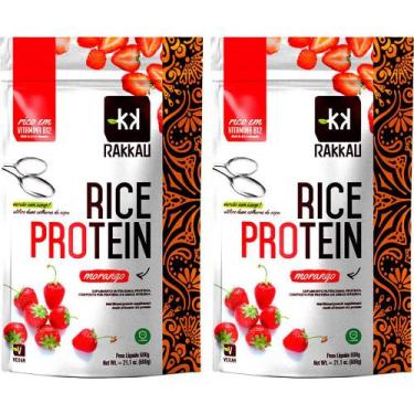 Imagem de Kit 2 Rice Protein Morango Rakkau 600g - Vegano - Proteína