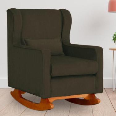 Imagem de Poltrona Amamentação Balanço Aurora Suede Marrom - LM DECOR
