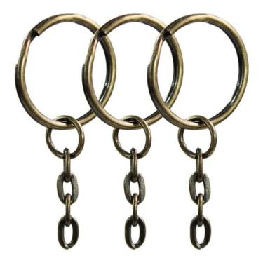 Imagem de Chaveiro Argola Batida Ouro Velho Com Corrente 23mm 500 Unidades - RUS