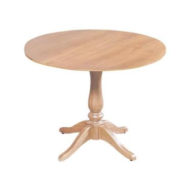 Imagem de Mesa Redonda de Jantar 80cm S/ Borda Rústica em Madeira Maciça Madalen