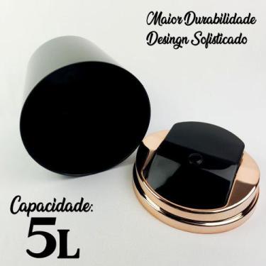 Imagem de Lixeira 5 Litros Com Tampa Basculante Rose Gold Metalizada Plástica Pa