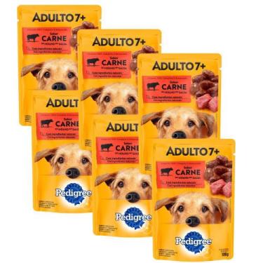 Imagem de Kit 6 Ração Úmida para Cachorro Pedigree Adulto 7+ Sabor Carne ao Molh